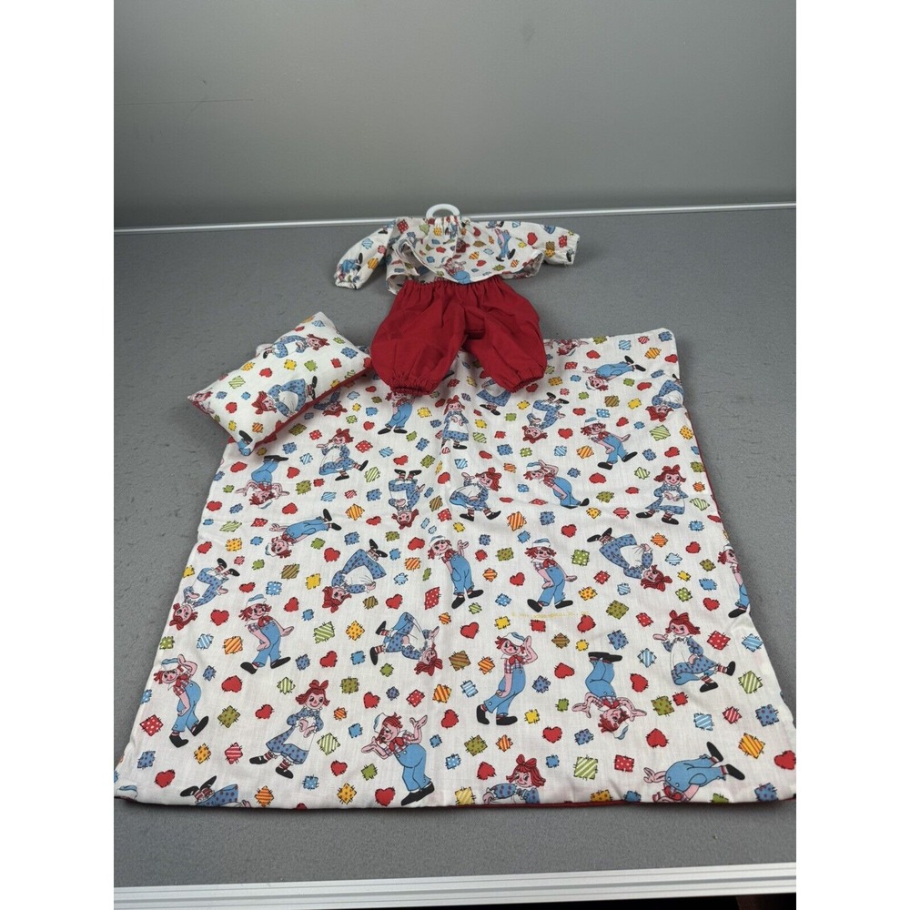 Vtg 1978 Bobbs-Merrill Raggedy Ann & Andy Infant/Toddler Blanket Pillow Set 20in